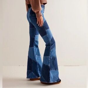 Free people patchwork flare jeans